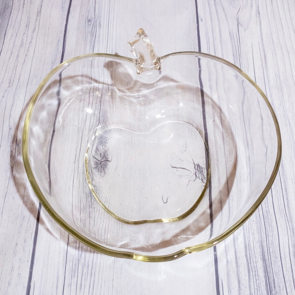 Vintage Large Apple Shaped Glass Serving Bowl